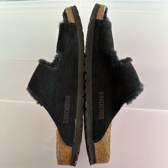 Birkenstock Arizona Shearling Black Sandals Size 8 Narrow Fit - Picture 9 of 10